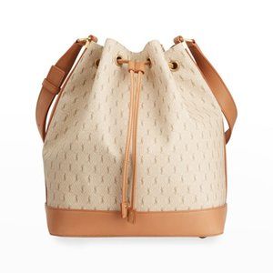 Saint Laurent Bucket Bag Monogram All Over Canvas Medium Neutral